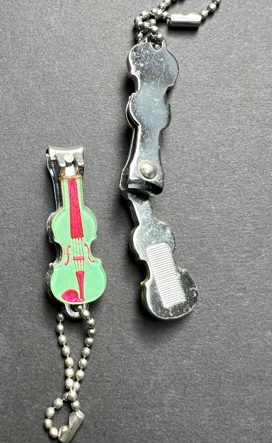 Vintage Enamel Cello Nail Clippers and File Key Ring
