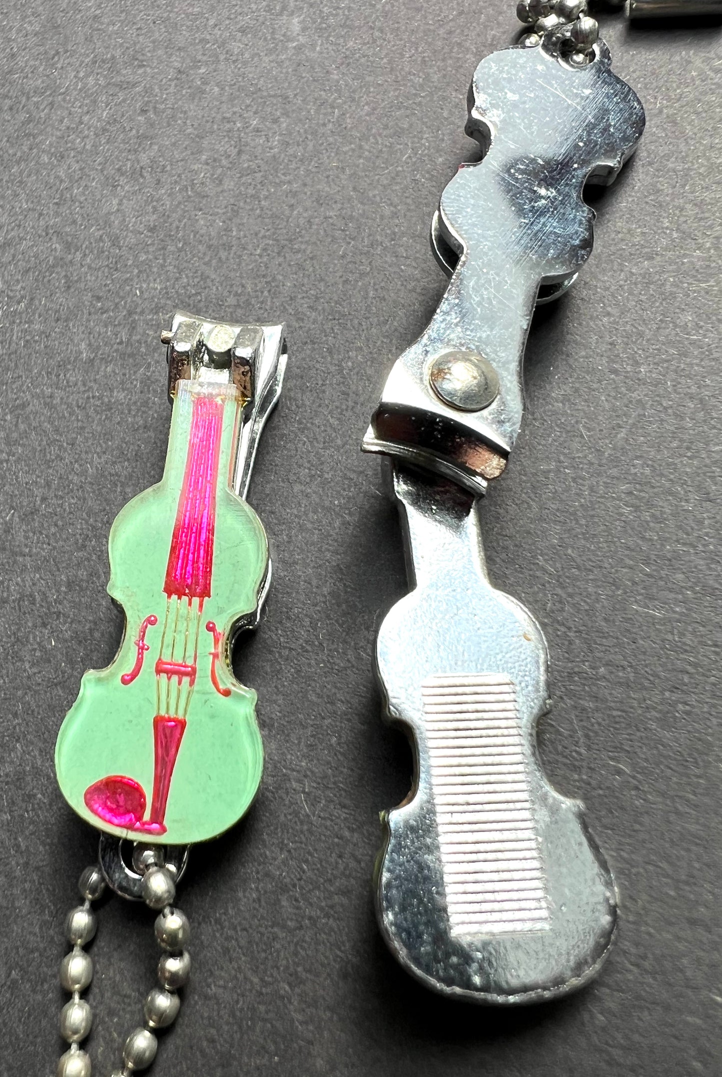 Vintage Enamel Cello Nail Clippers and File Key Ring