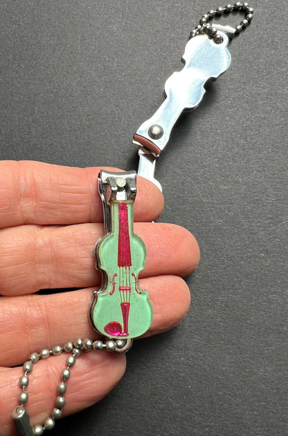 Vintage Enamel Cello Nail Clippers and File Key Ring