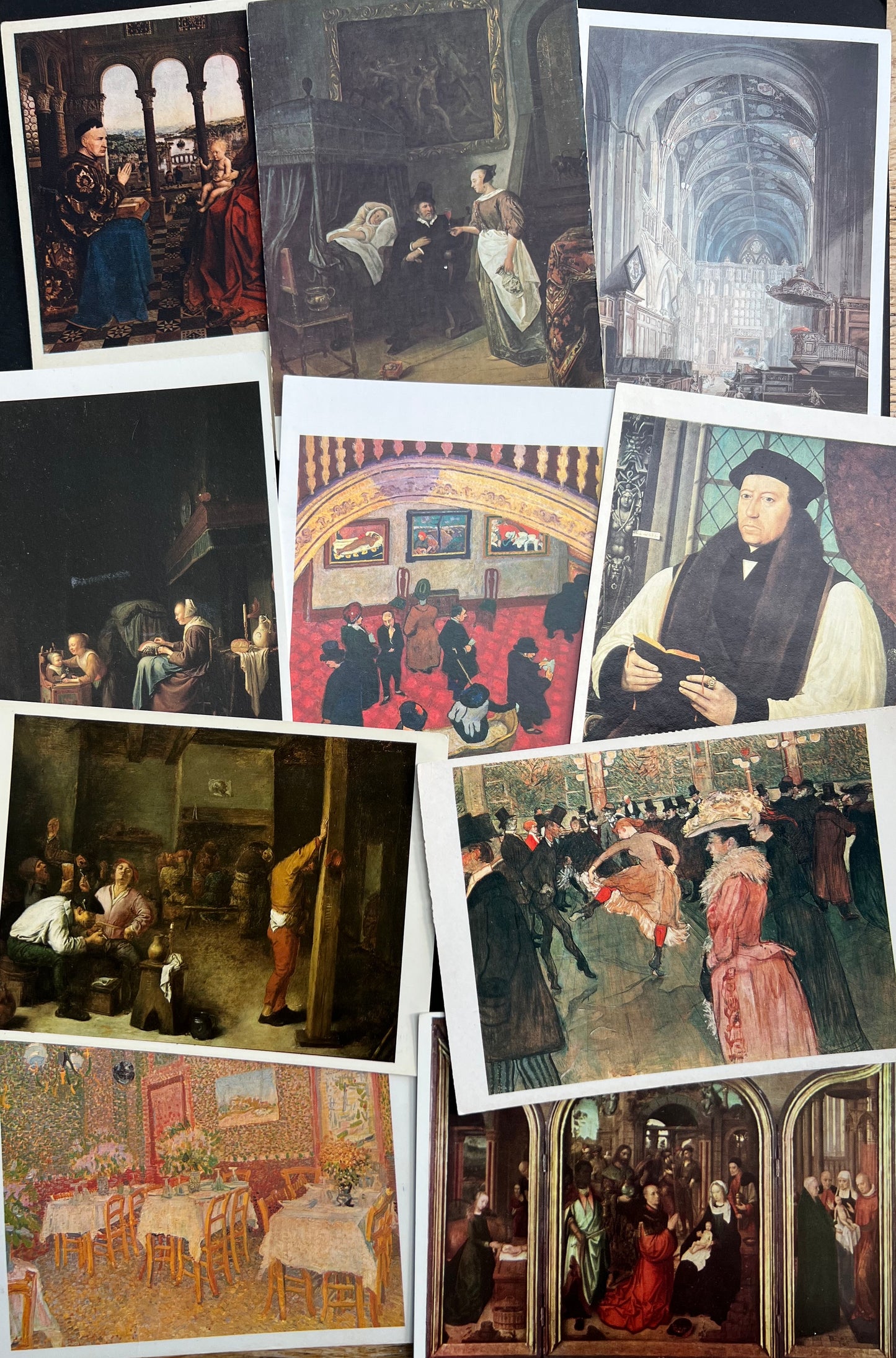 10 Art Postcards of People in Buildings