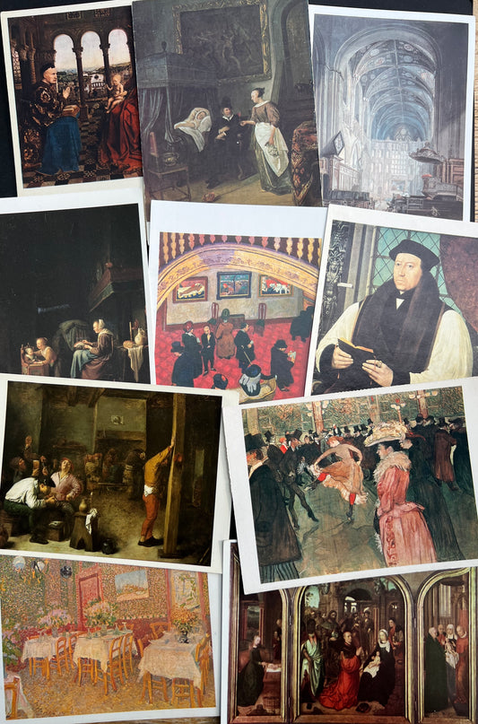 10 Art Postcards of People in Buildings