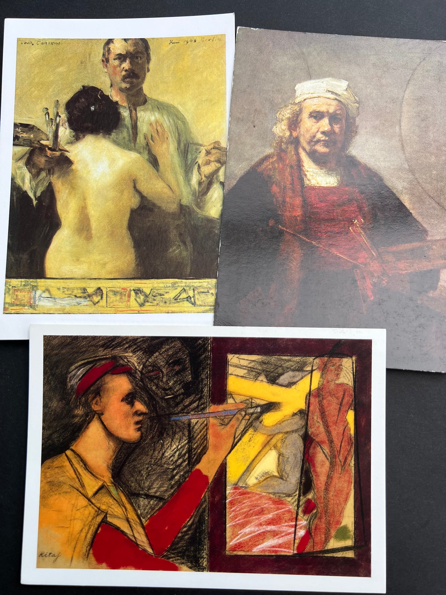 5 Art Postcards of Artists Painting.
