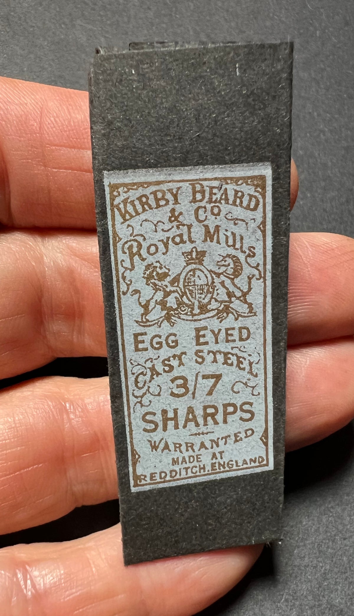Vintage Packet of Kirby Beard Egg Eyed 3/7 Sharps - 15 Needles -3.5cm - 4.3cm