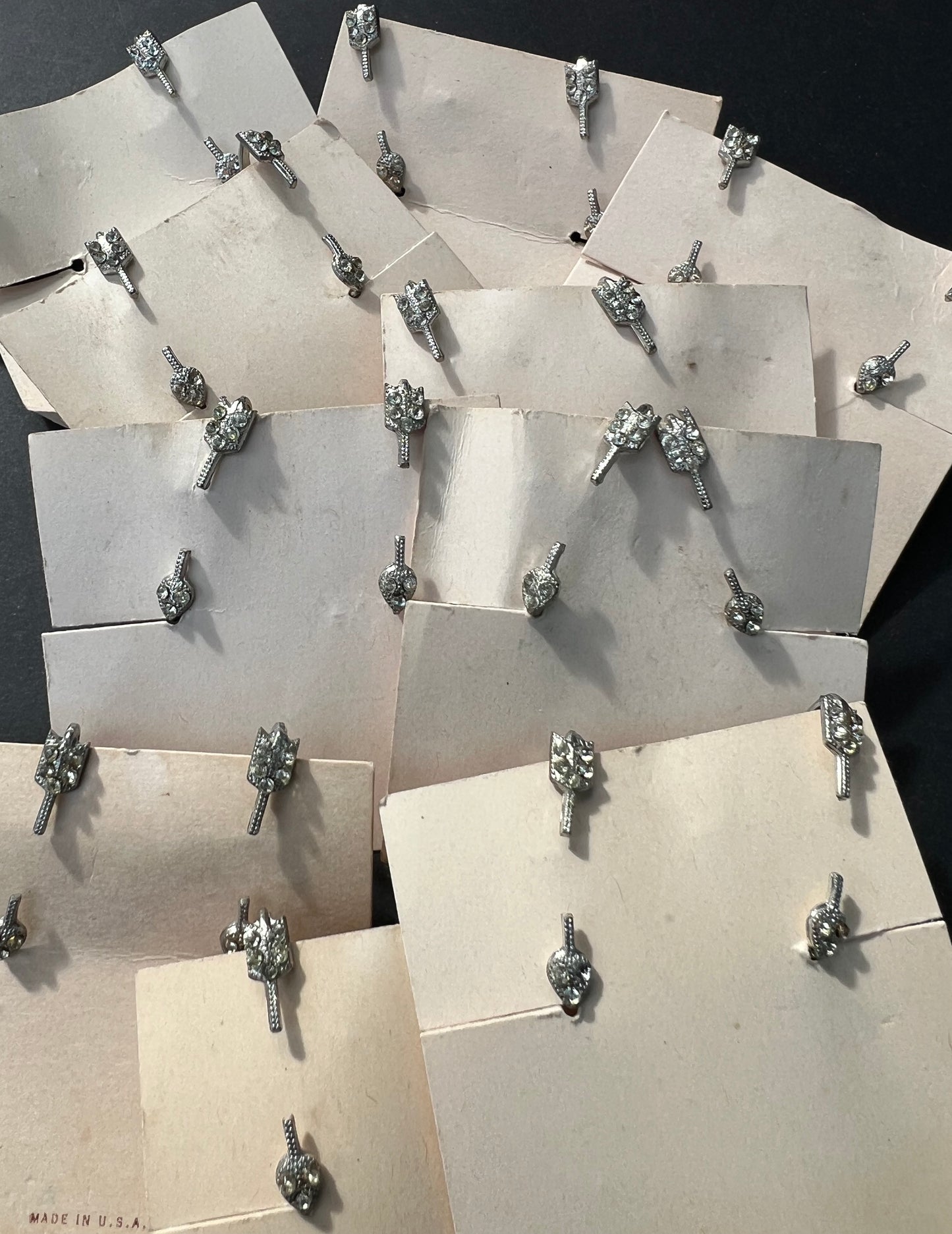 WHOLESALE 10 Unusual 1940s Diamante Arrow Screw On Earrings