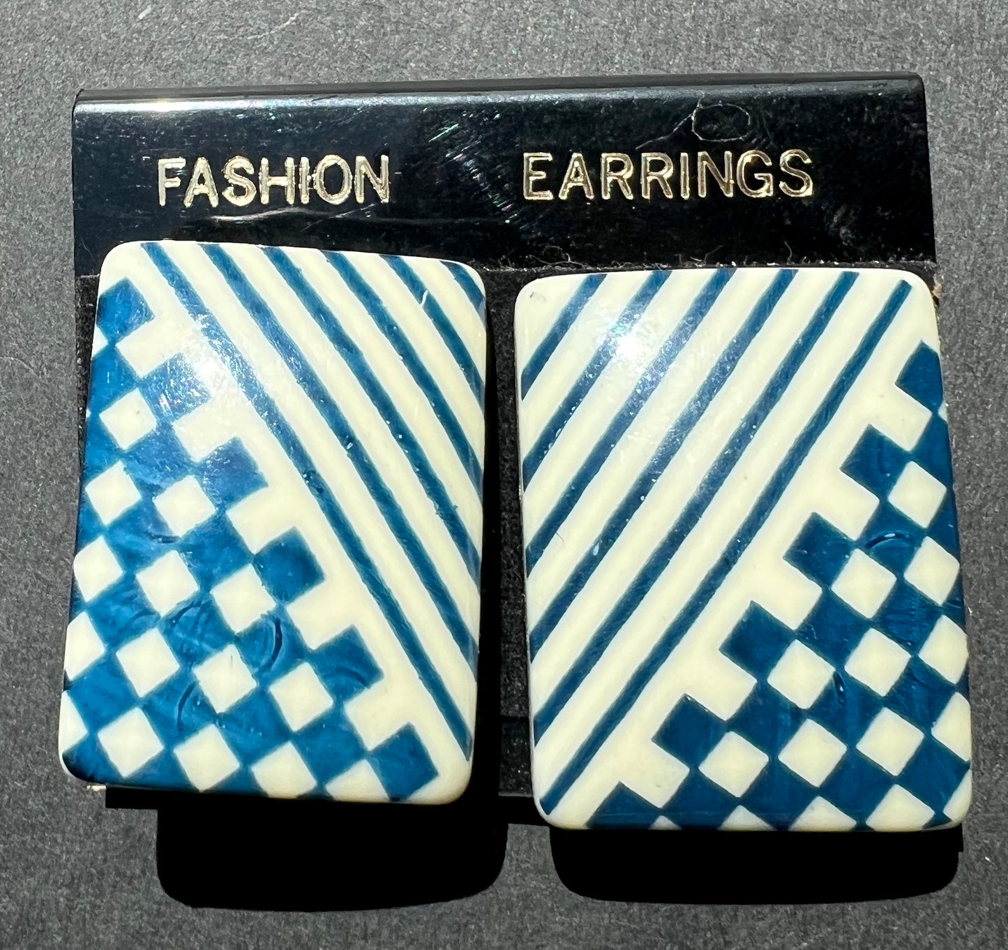 Big 1980s Two Tone Clip On Earrings