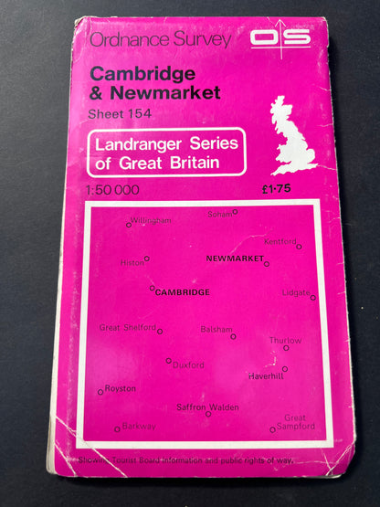 1970s + 80s Ordnance Survey Map of CAMBRIDGE & NEWMARKET 1.25" to 1 Mile