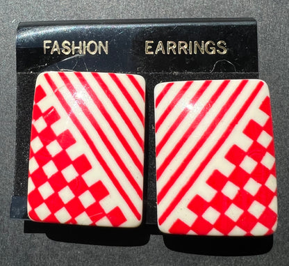 Big 1980s Two Tone Clip On Earrings