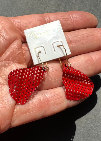 Waved and Perforated Metal 1980s Earrings