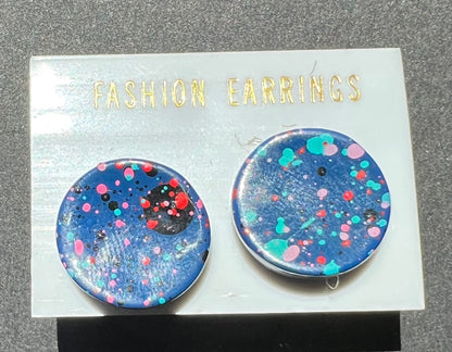 1980s Paint Splatter Stud Earrings