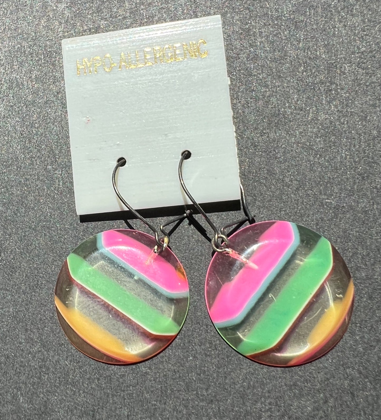 1980s Stripy Perspex Earrings