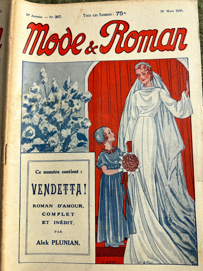 A 1930s Wedding on Cover of March 1935 French Magazine Mode & Roman