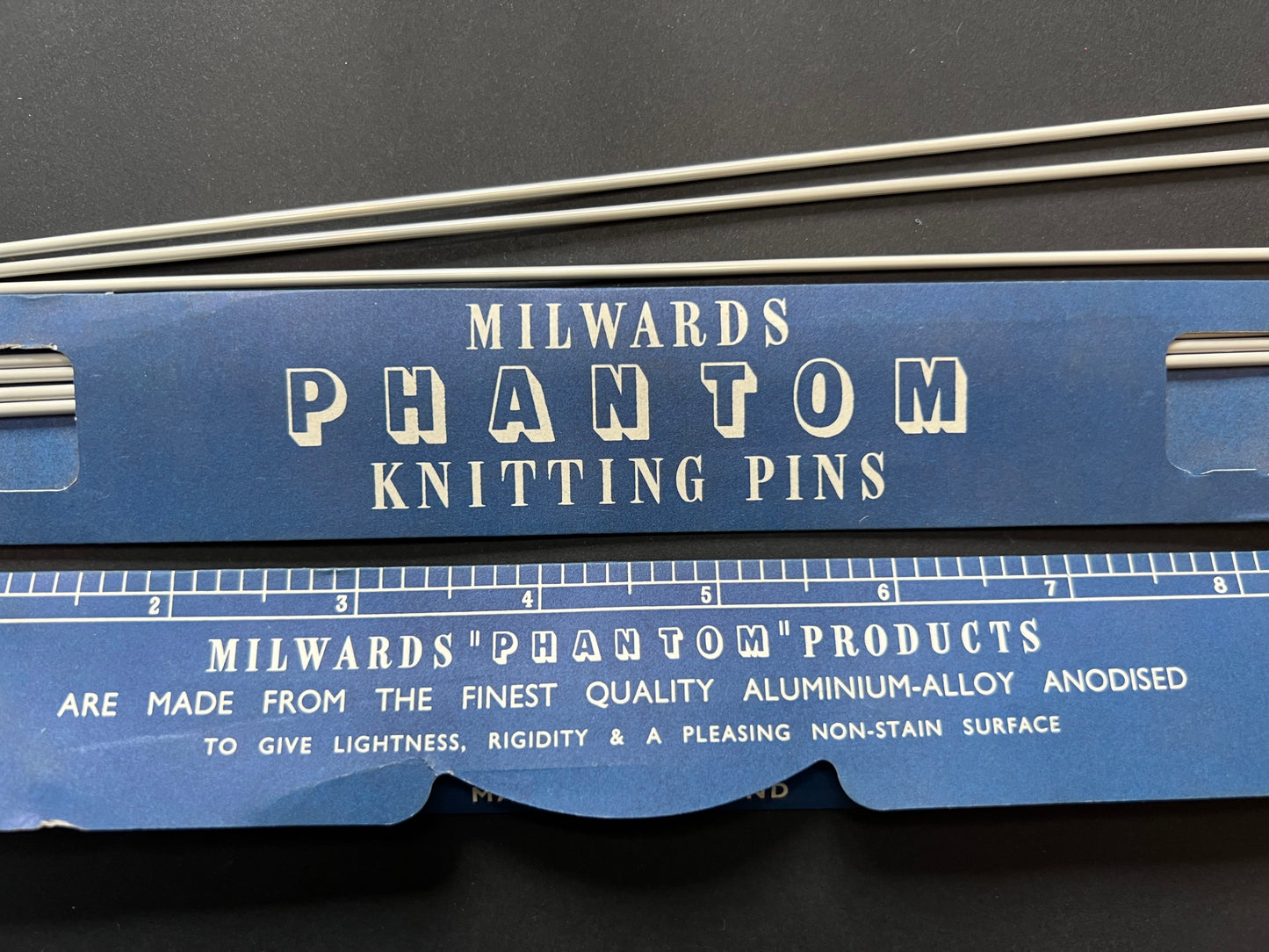 Packet of 4 MILWARDS PHANTOM KNITTING PINS 9"  22cm size 14. Made in England