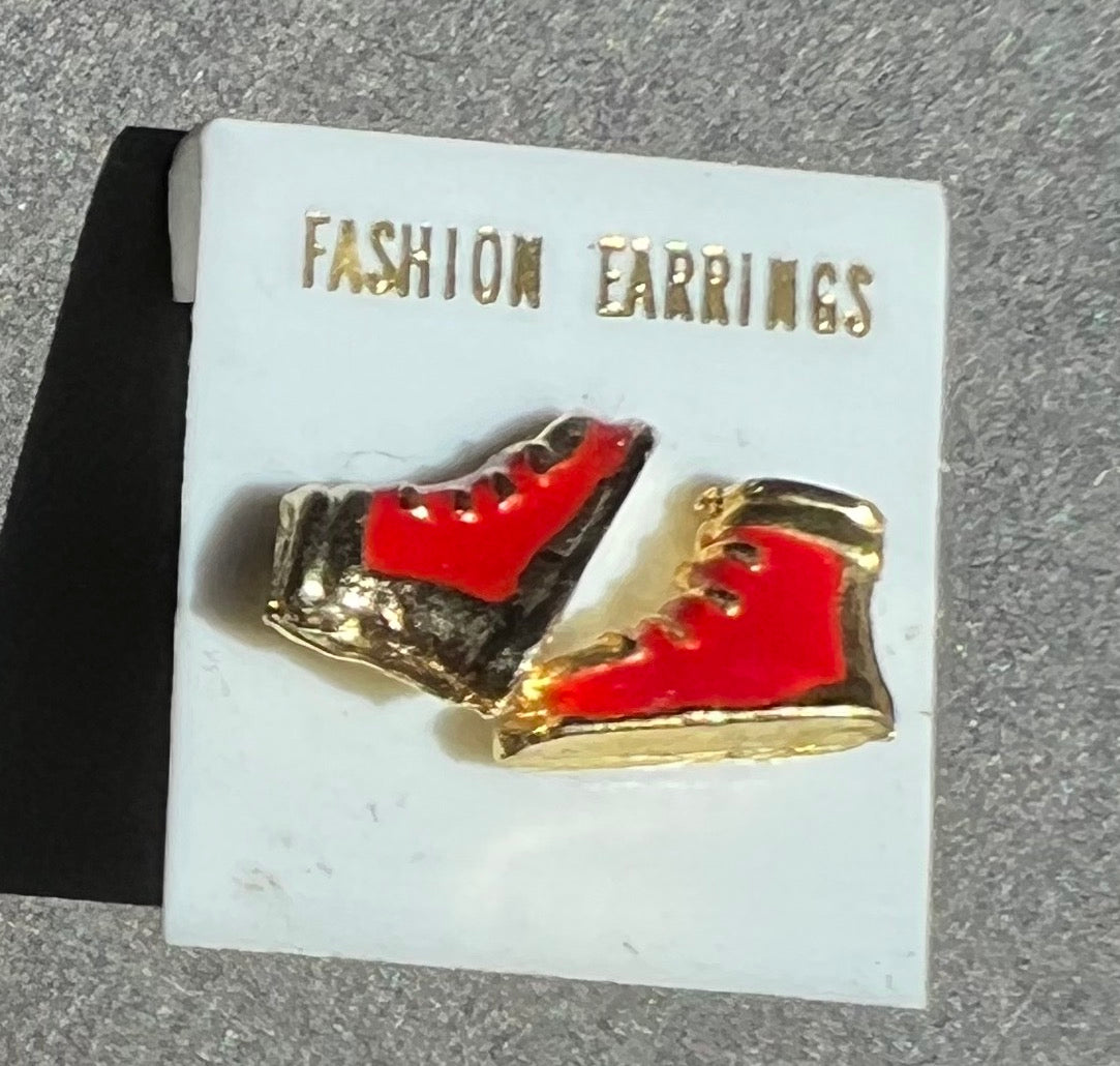 1980s Enamel Boots Stud Earrings