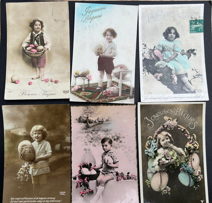 8 Charming French Early C20th Easter Postcards
