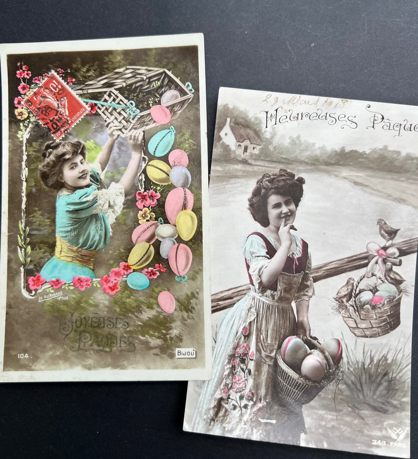 8 Charming French Early C20th Easter Postcards