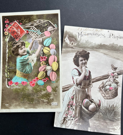 8 Charming French Early C20th Easter Postcards