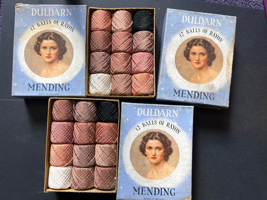 Bit Bashed or Grubby 1940s Box of Stocking & Hosiery Mending Cotton Thread - Made in England