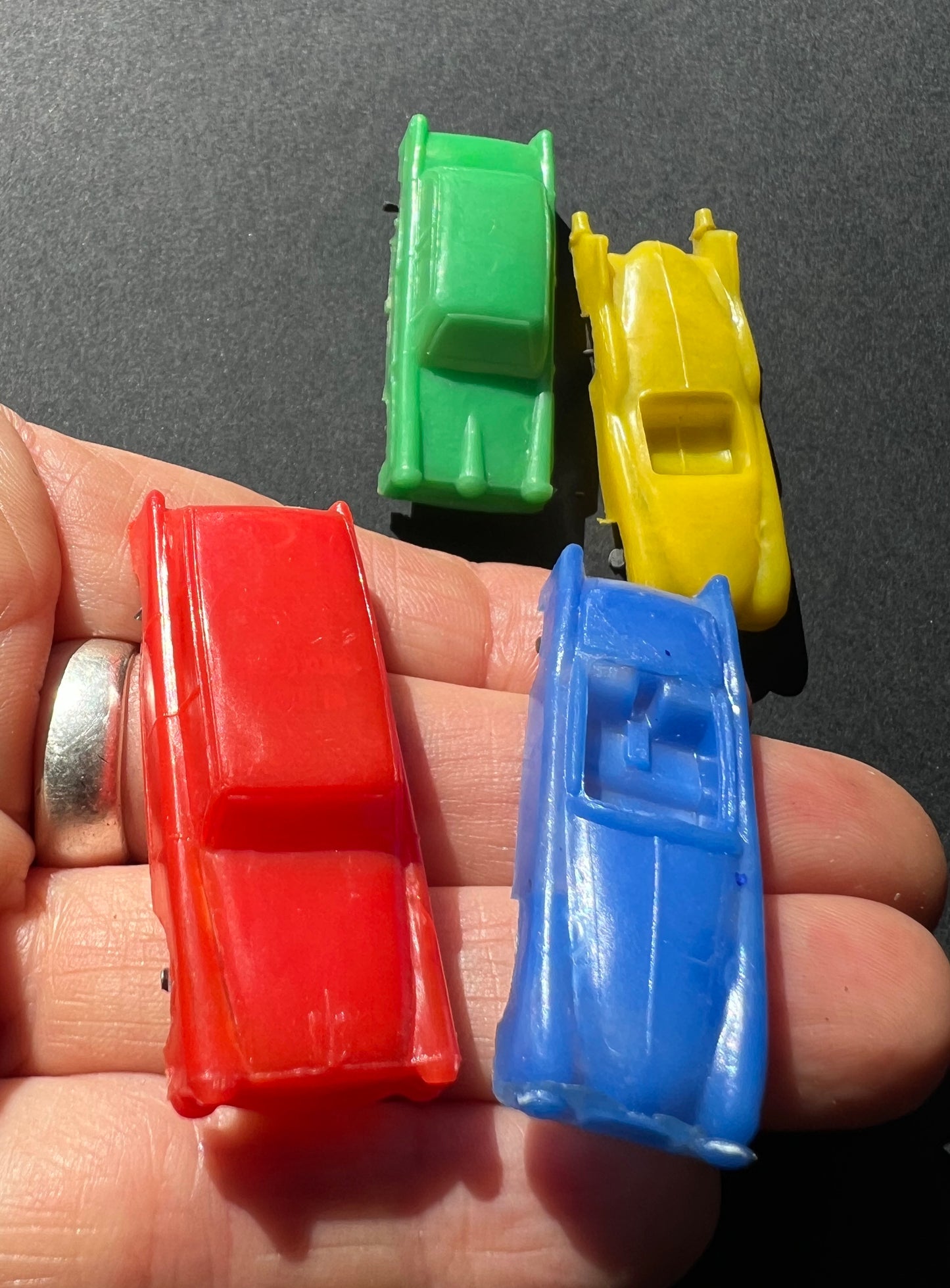 4 Vintage 1950s Cars with Wheels 4.5cm  Long Old Shop Stock Made in Hong Kong