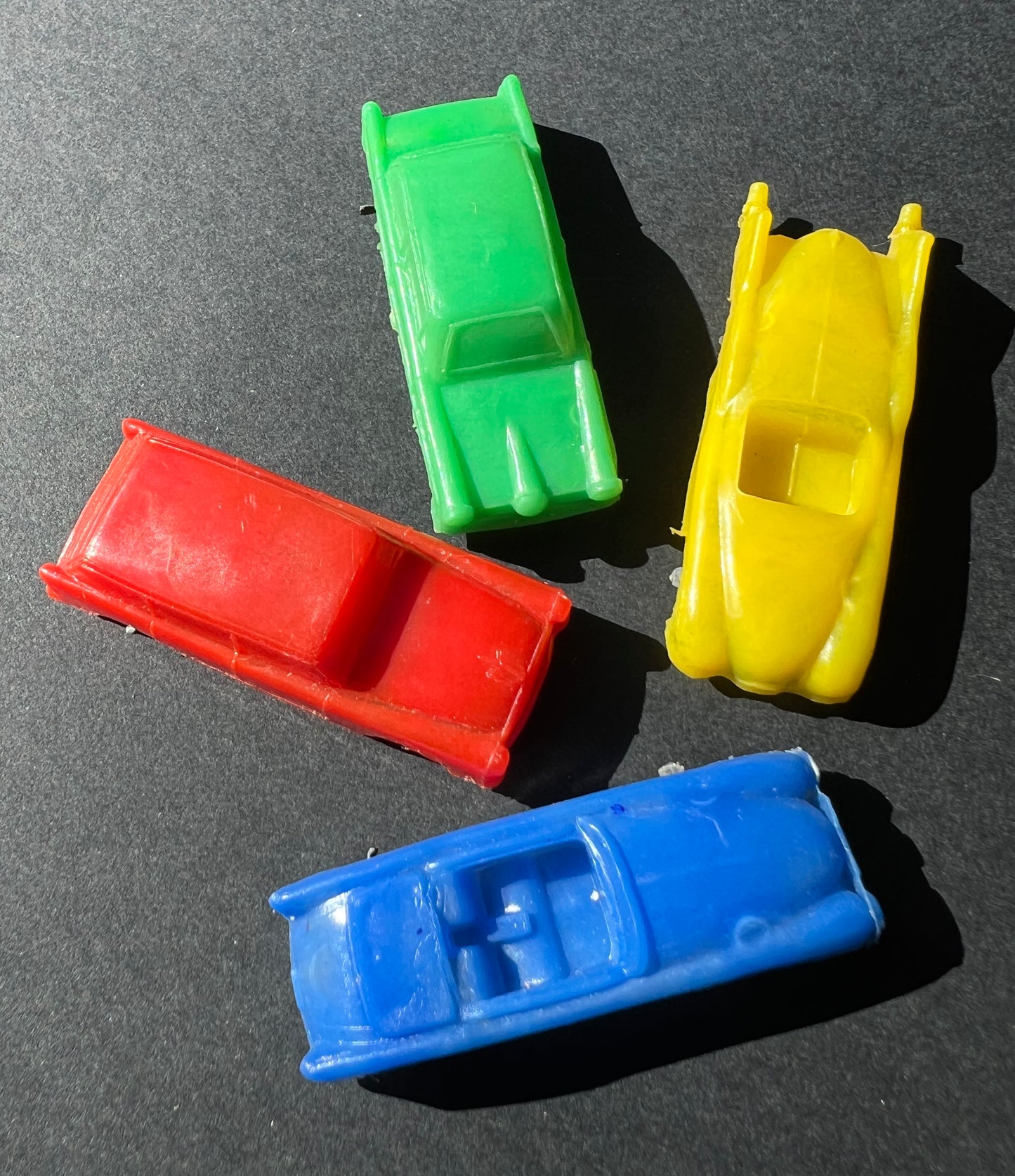 4 Vintage 1950s Cars with Wheels 4.5cm  Long Old Shop Stock Made in Hong Kong
