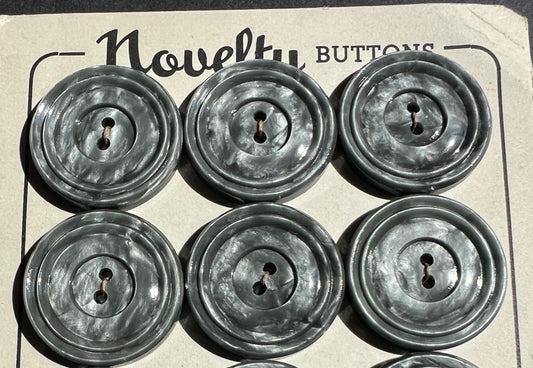 6 x 2.3cm or 2.5cm Shimmery Platinum Grey Vintage Buttons