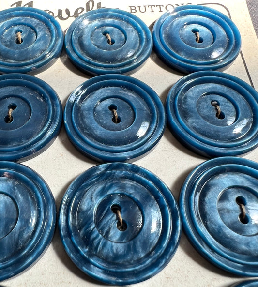 12 x 2.3cm Interesting Petrol Blue Vintage Buttons