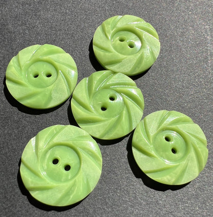 6 Lime Green 1.8cm Vintage Buttons