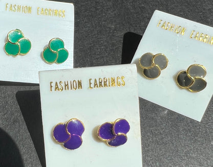 1980s Enamel 1cm Stud Earrings