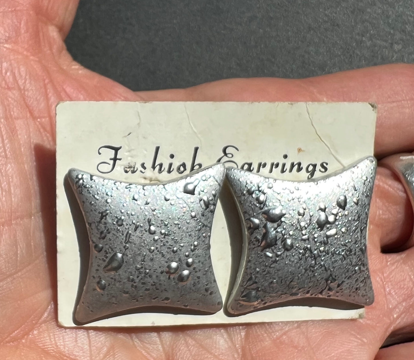 Silver 1980s Splatter Earrings