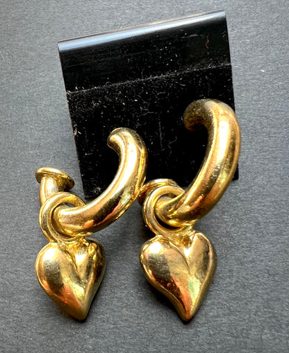Big Chunky 1980s Hoop and Heart Earrings