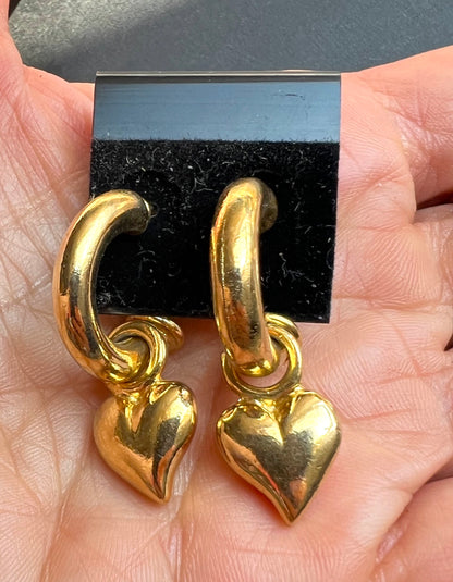 Big Chunky 1980s Hoop and Heart Earrings