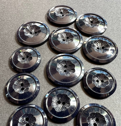 6 Very Dark Blue 1.7cm or 2.2cm Vintage Buttons