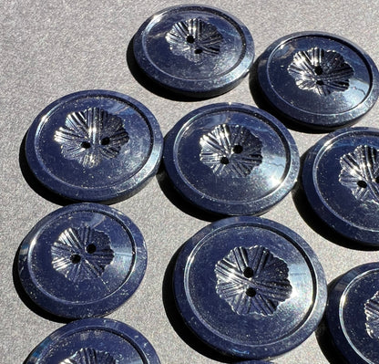 6 Very Dark Blue 1.7cm or 2.2cm Vintage Buttons