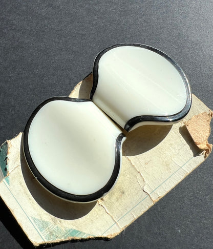 Sinuous 1930s Glass 2 Part Buckle 7 x 4.2cm for Belts up to 2.5cm Wide