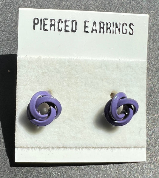Little Purple Twisted Knots 1980s Enamel Earrings