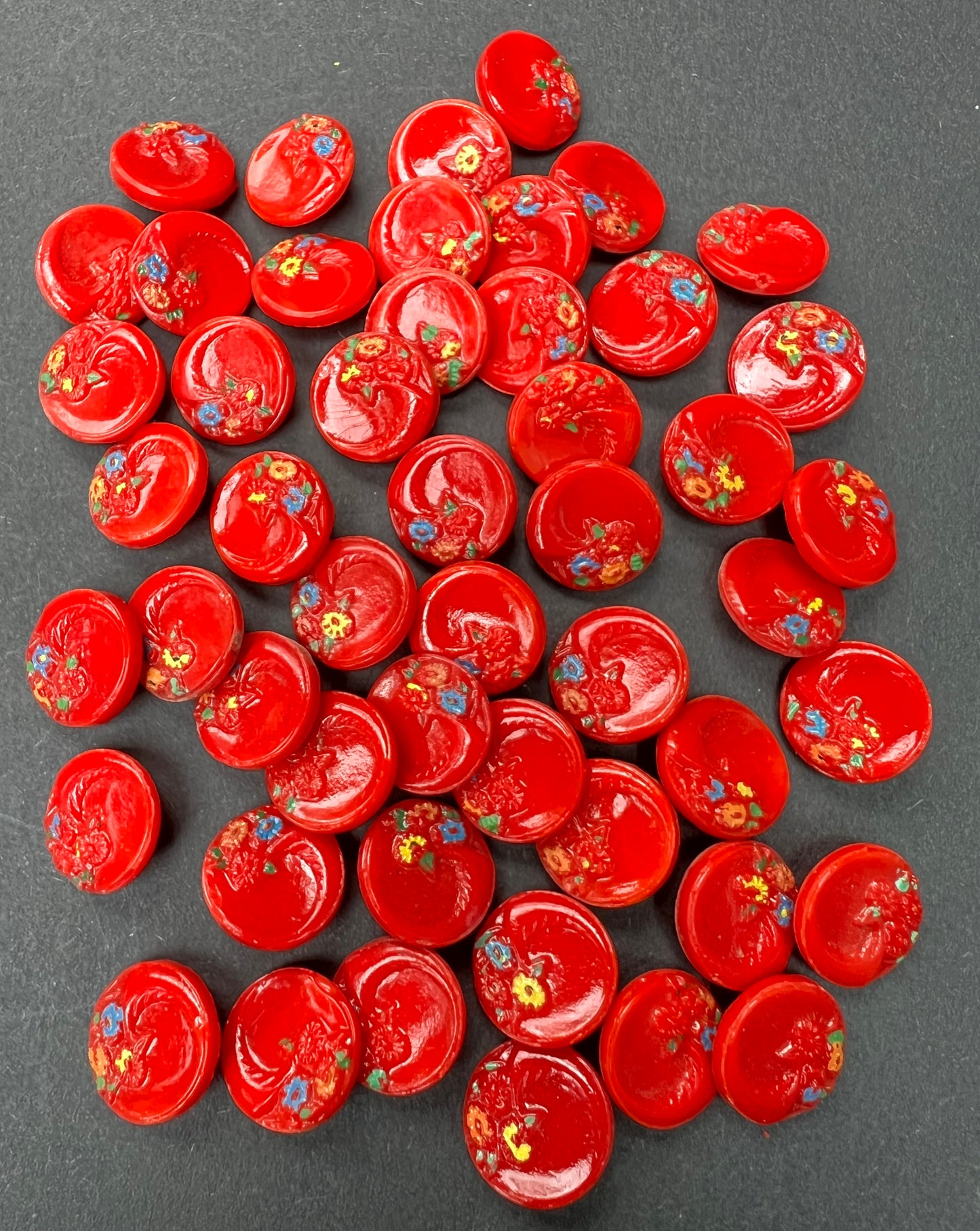 50 Vintage Glass Flower Buttons that Need Repainting.