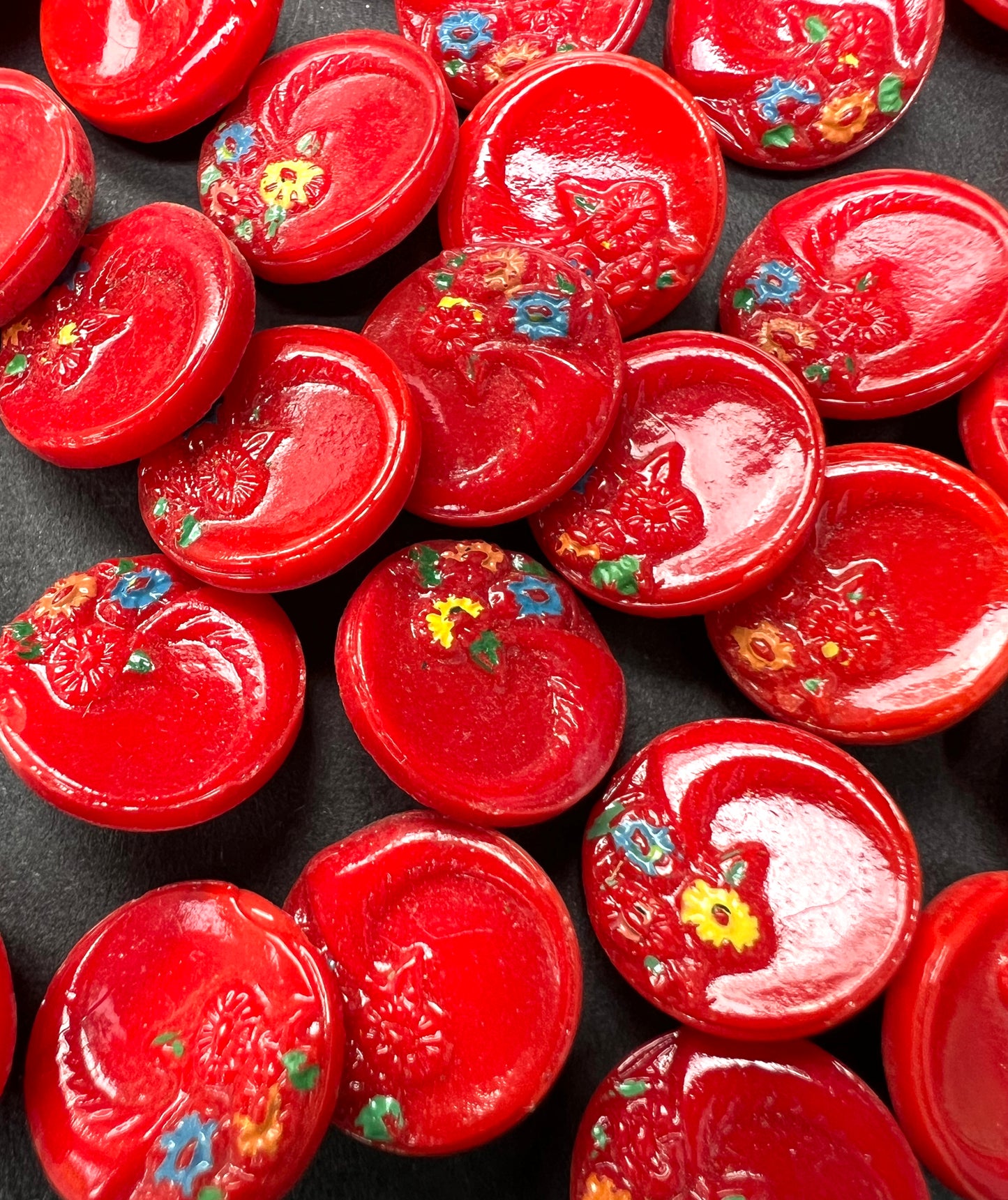 50 Vintage Glass Flower Buttons that Need Repainting.
