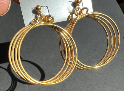1980s Multi Hoop Earrings - 3.5cm, 2.2cm, 1.5cm wide.