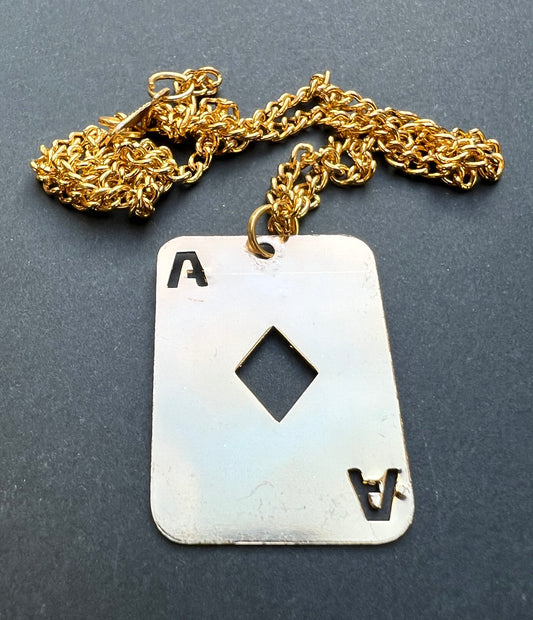 1970s Metal Ace of Diamonds Necklace.