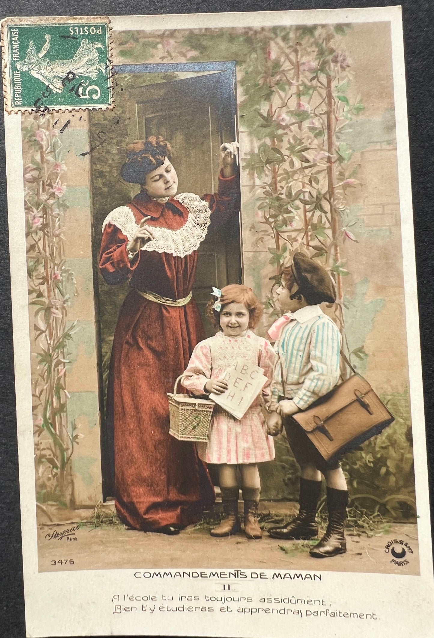 A Series of 3 French Postcards from 1908 ..Mothers Rules !