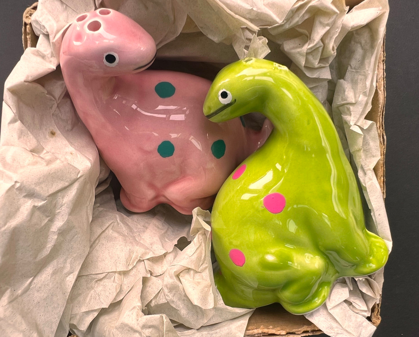 1990s Ceramic Dinosaur Salt & Pepper Set- Old Shop Stock