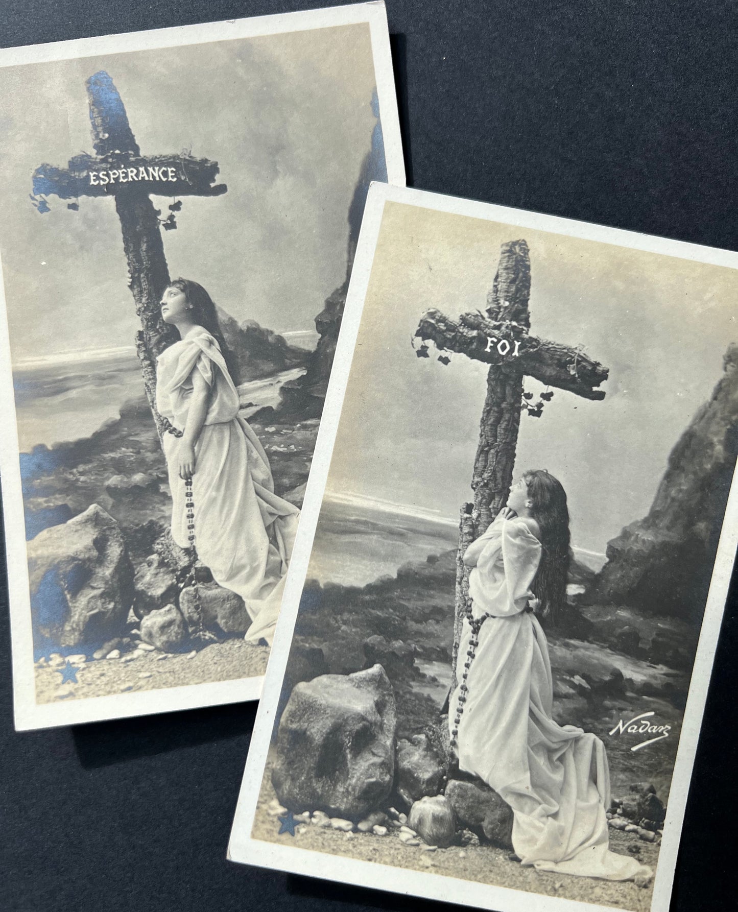 Faith, Hope and Charity - 3 Old French Postcards