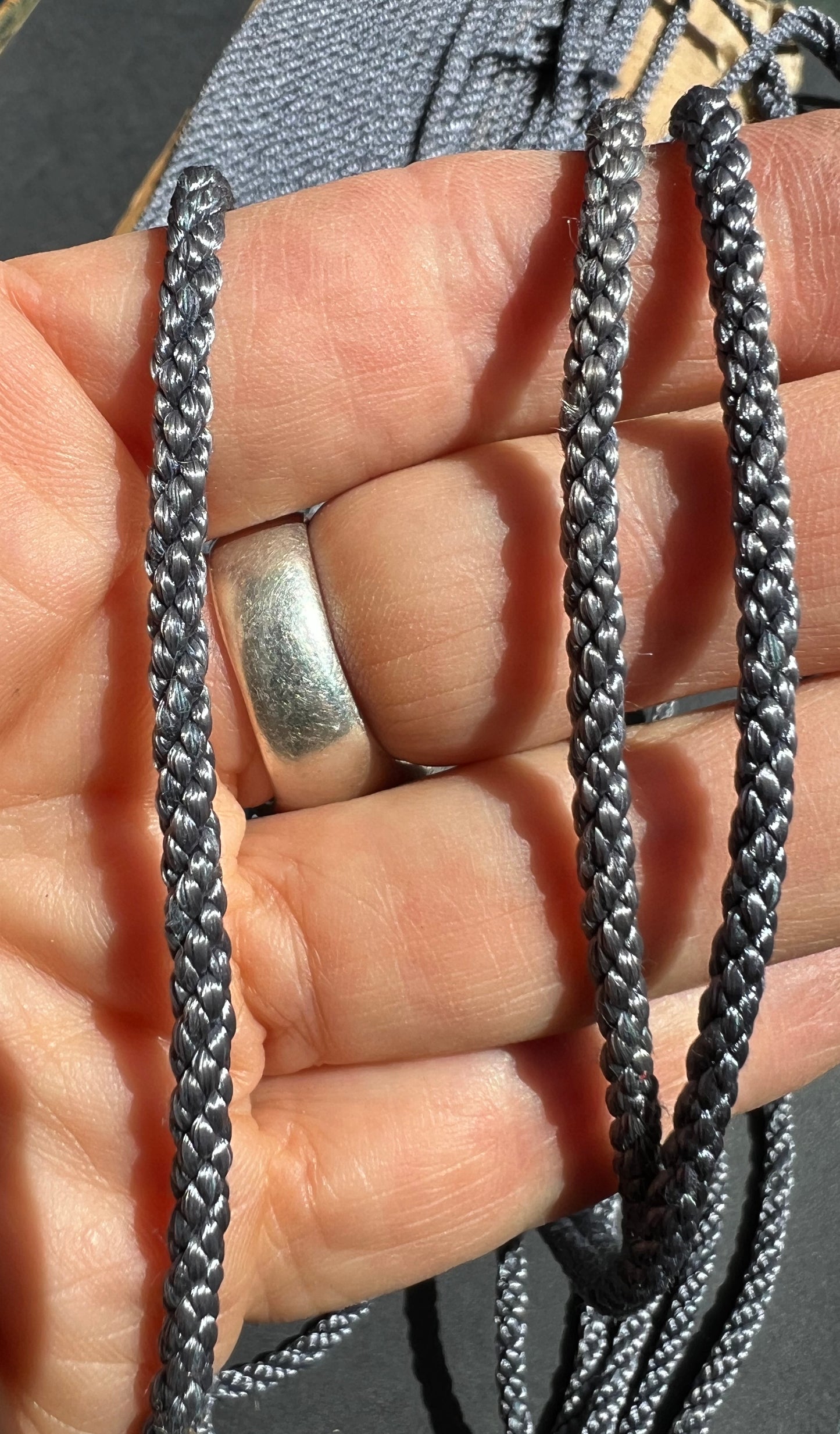 Part Card of Vintage Shimmery Grey Cord - 3mm wide.