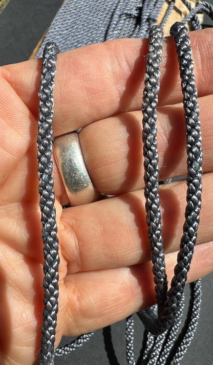 Part Card of Vintage Shimmery Grey Cord - 3mm wide.