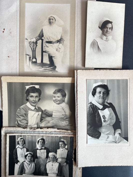 5 Old Photos on Card of Nurses (F47)