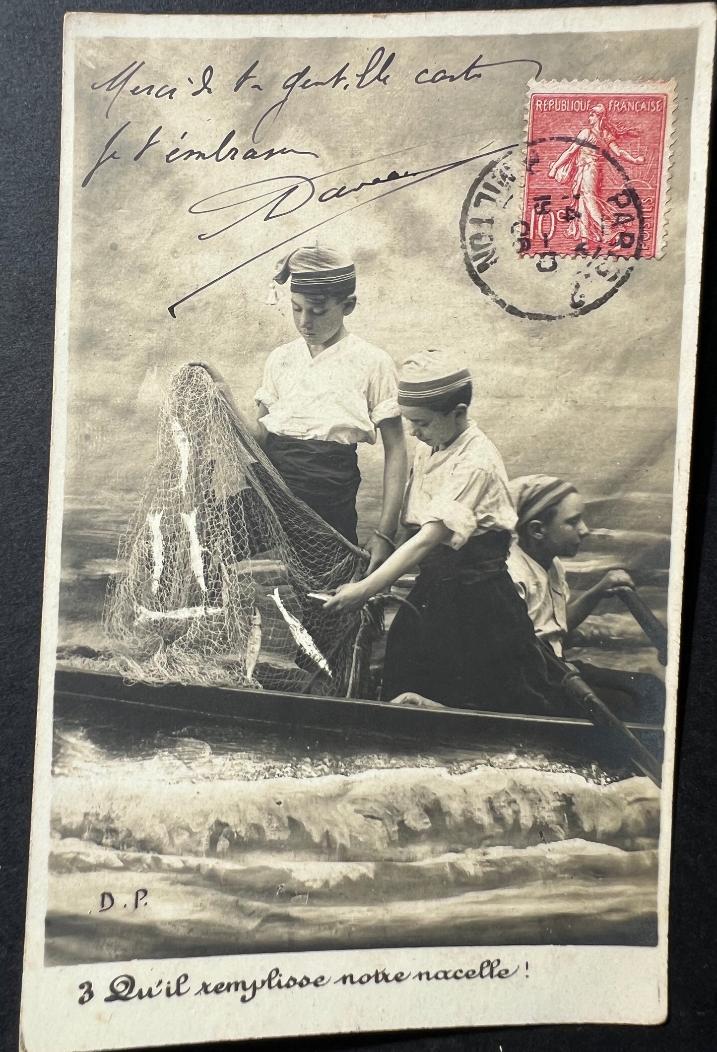 2 French Postcards from 1906 of Industrious Fishing Scenes