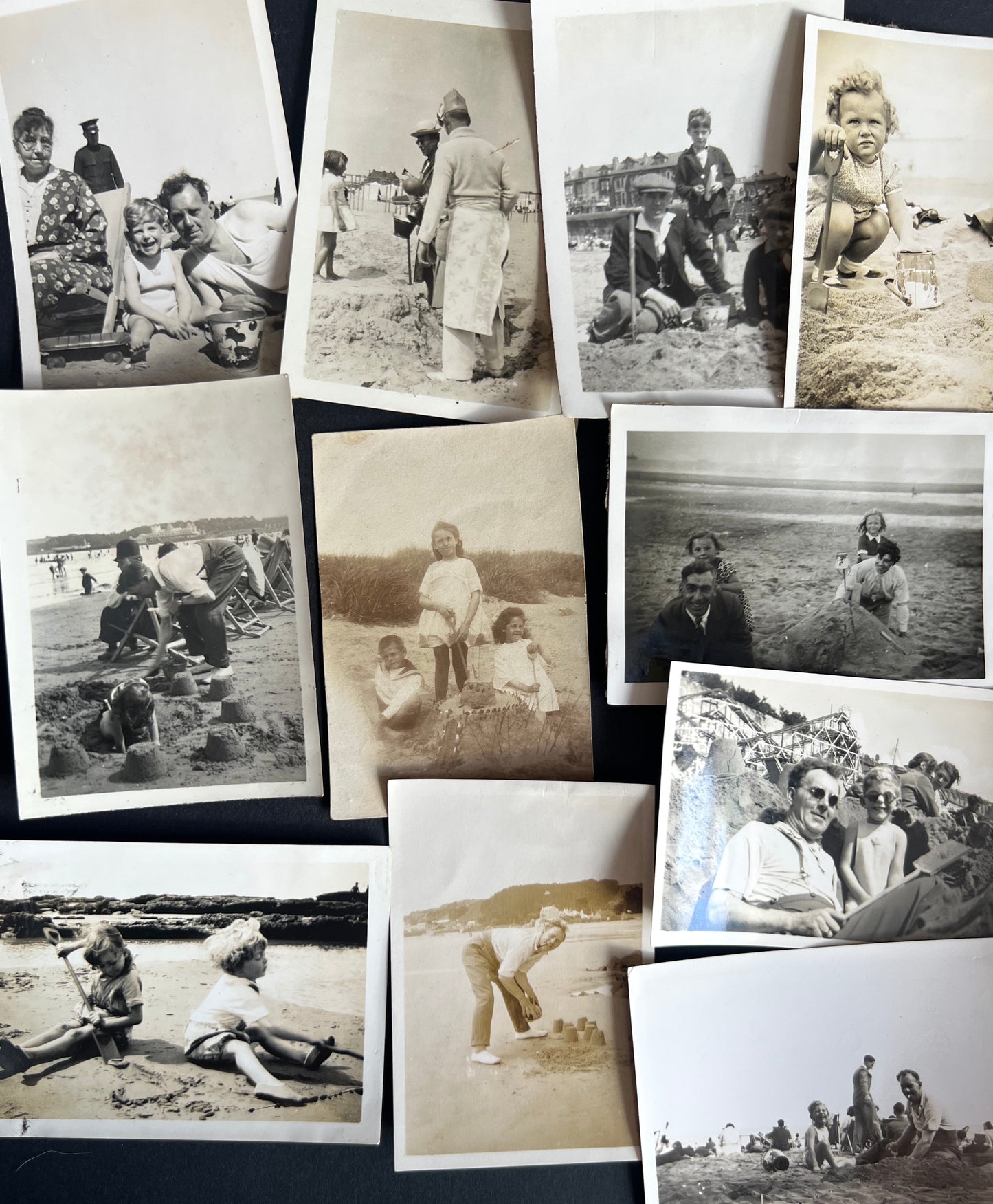 11 Old Photos 1920s -40s of Buckets and Spades and Sandcastles (F52)
