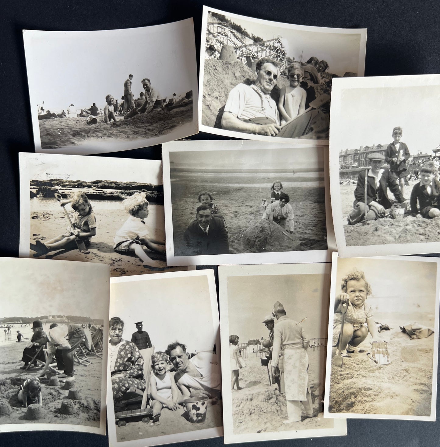 11 Old Photos 1920s -40s of Buckets and Spades and Sandcastles (F52)