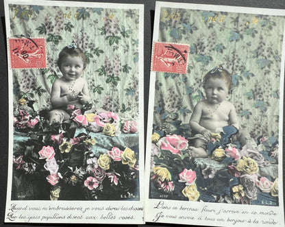 Set of 5 French Postcards from 1906 of a Jolly Baby