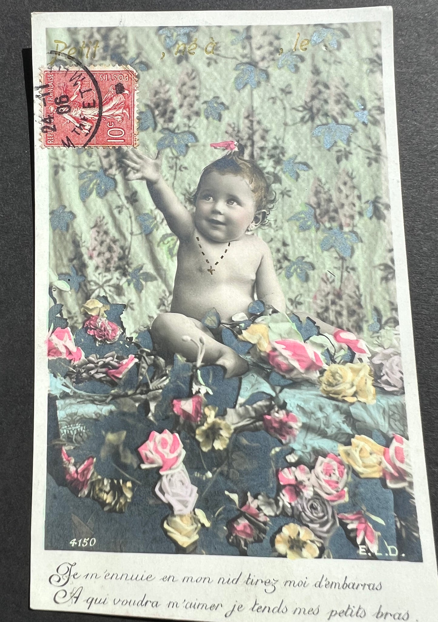 Set of 5 French Postcards from 1906 of a Jolly Baby