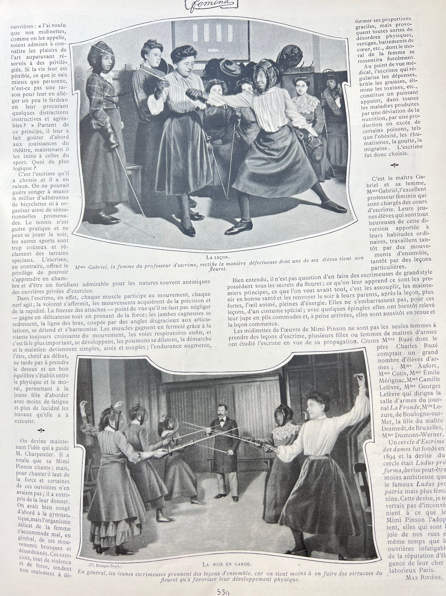 Womens Fencing and an Orphanage 15th in May 1903 French Magazine FEMINA